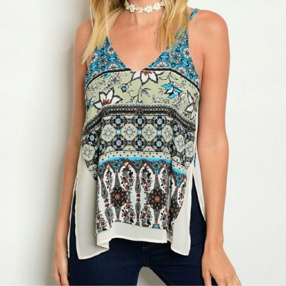 Sans Souci Tank Top Layered Bohemian Size Small NWT